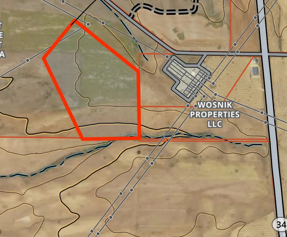 Property Map. Depicting the property boundaries and surrounding geographic features