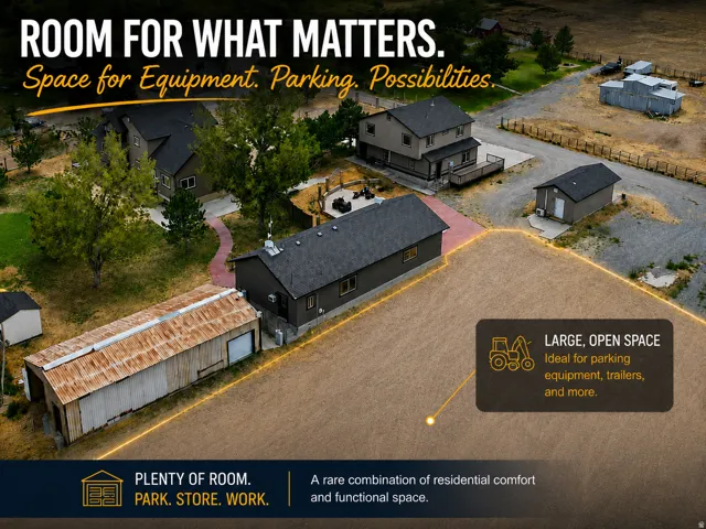 Expansive property featuring multiple structures and significant open space