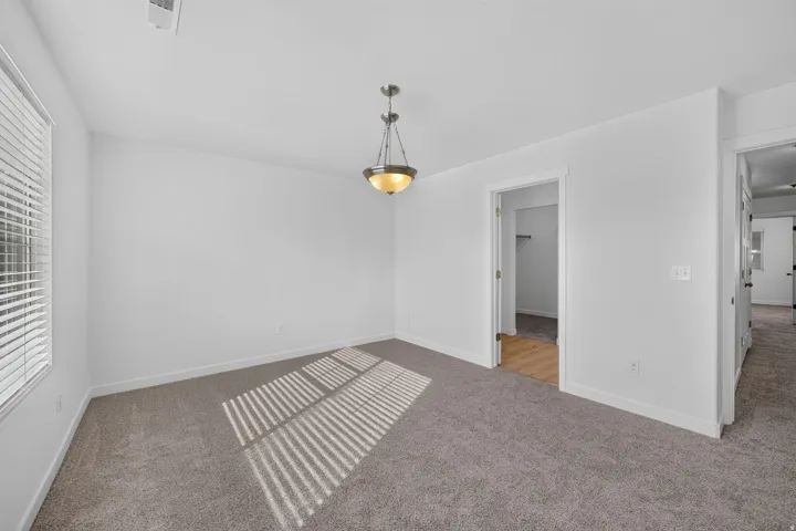 Neutral wall palette with plush carpet flooring
