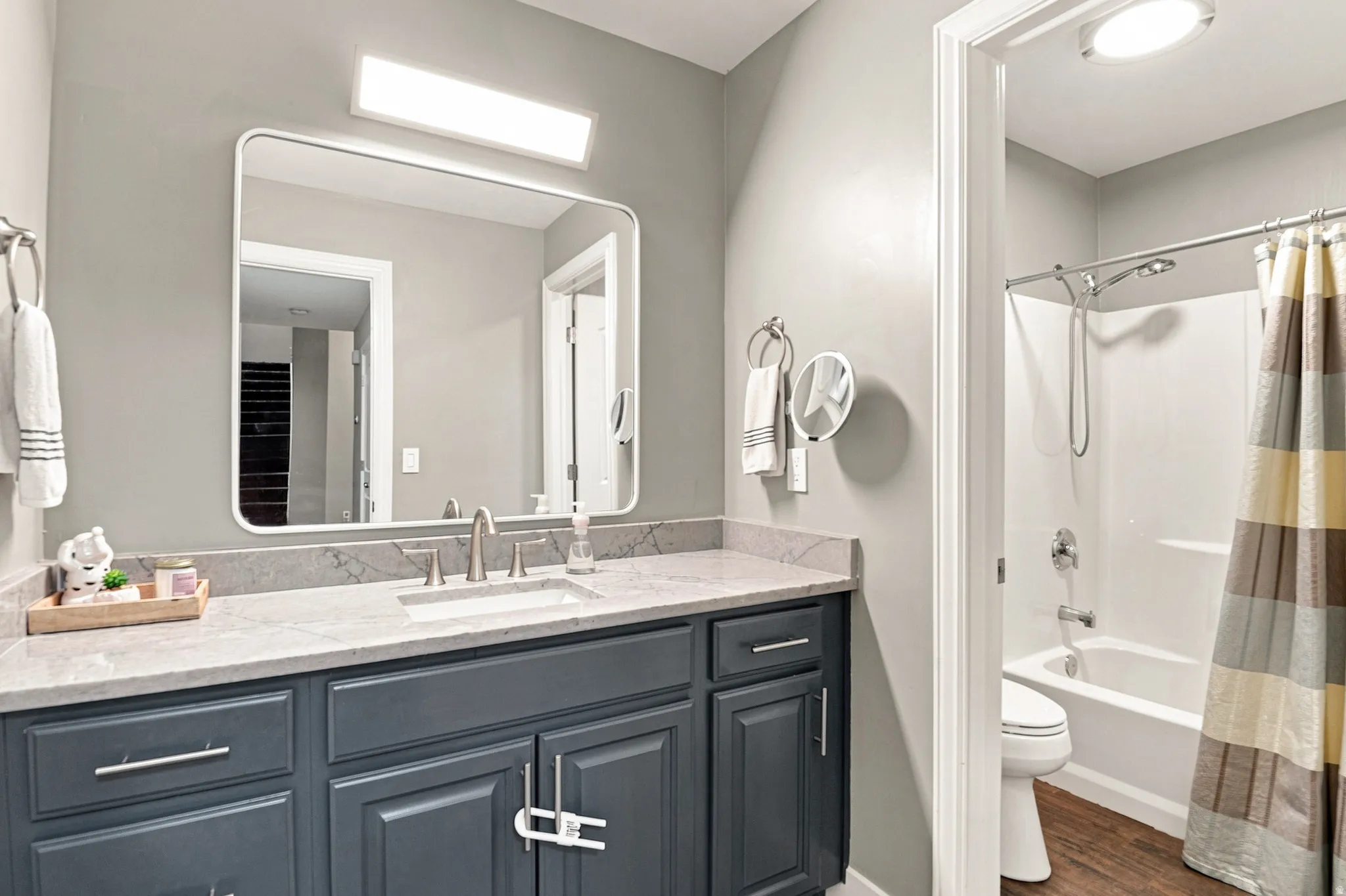 Full Divided Bathroom NEW Quartz, Sink, Mirror, Lighting, Plumbing Fixtures and Toilet