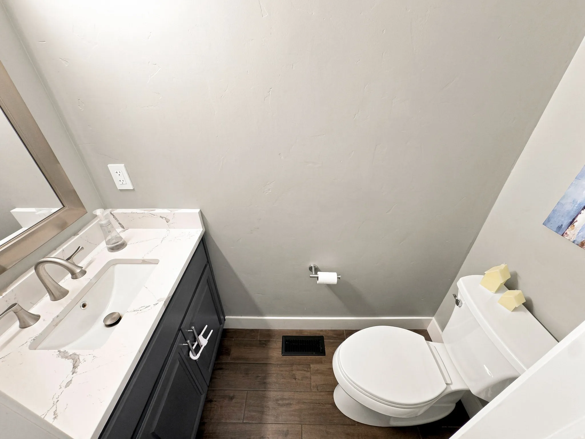 Half Bathroom NEW Quartz, Sink, Mirror, Lighting,  Plumbing  Fixtures and Toilet