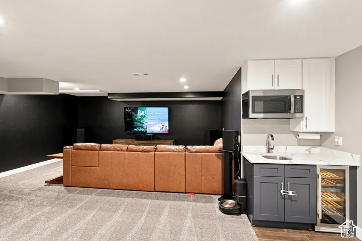 NEW Wet Bar with Sink, Disposal, Microwave and Beverage/Wine Fridge