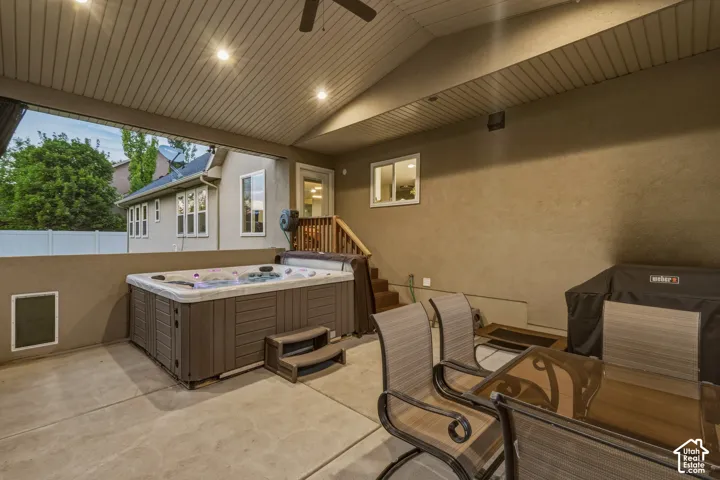 Private Covered Patio with NEW Stucco Surround, Dog Door, Hot Tub and Plenty of Room to Entertain