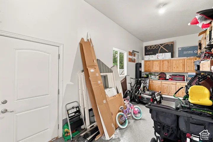 Double Deep with Window and Pedestrian Door, Cabinets and Workbench