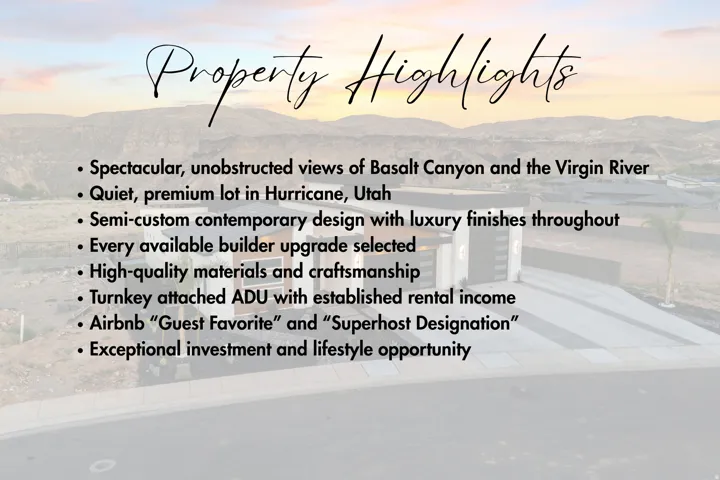 Property Highlights. Detailing key characteristics and amenities of the property