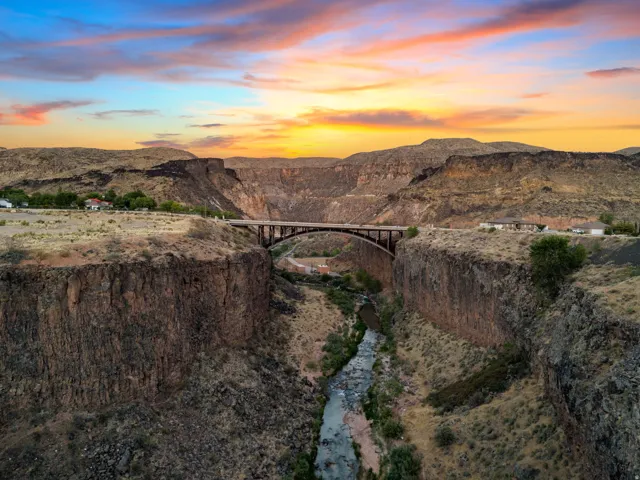 Basalt Canyon and Virgin river surroundings with a prominent bridge structure