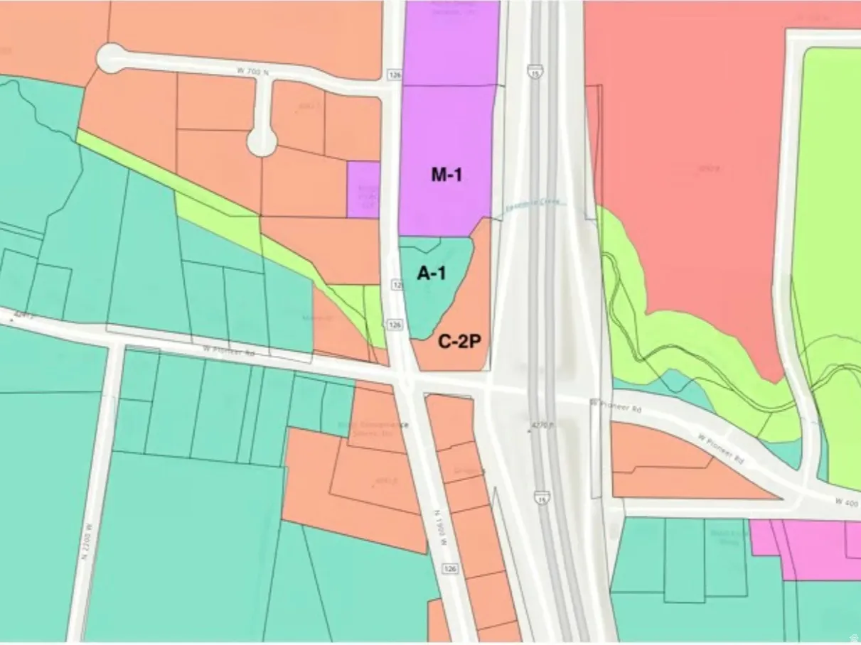 Zoning Map. Illustrating property classifications and boundaries within the depicted area