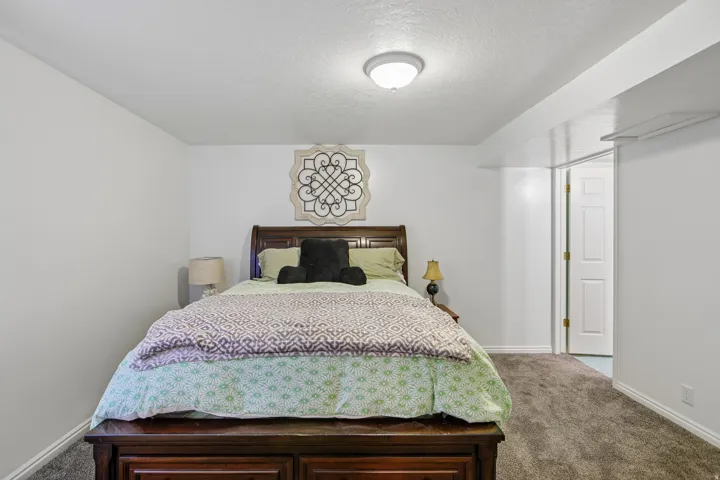 Neutral wall paint contrasting with brown carpet flooring