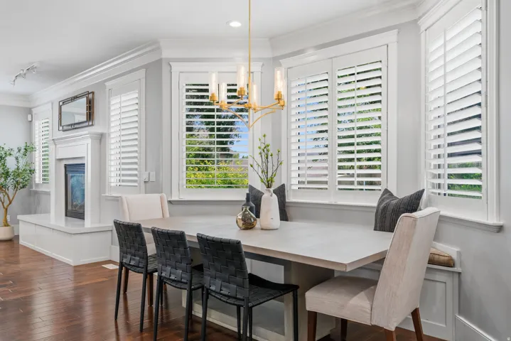 Bright, inviting dining are with charming bay window and plenty of room to gather