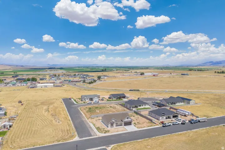 Aerial perspective showcasing a developing residential area with new construction homes