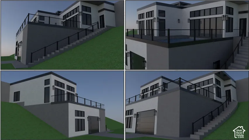 Architectural Rendering. Multiple exterior perspectives of the property, illustrating its design and site integration