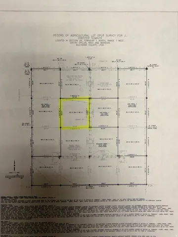 Agricultural Lot Split Survey. Detailing the surveyed division of the property