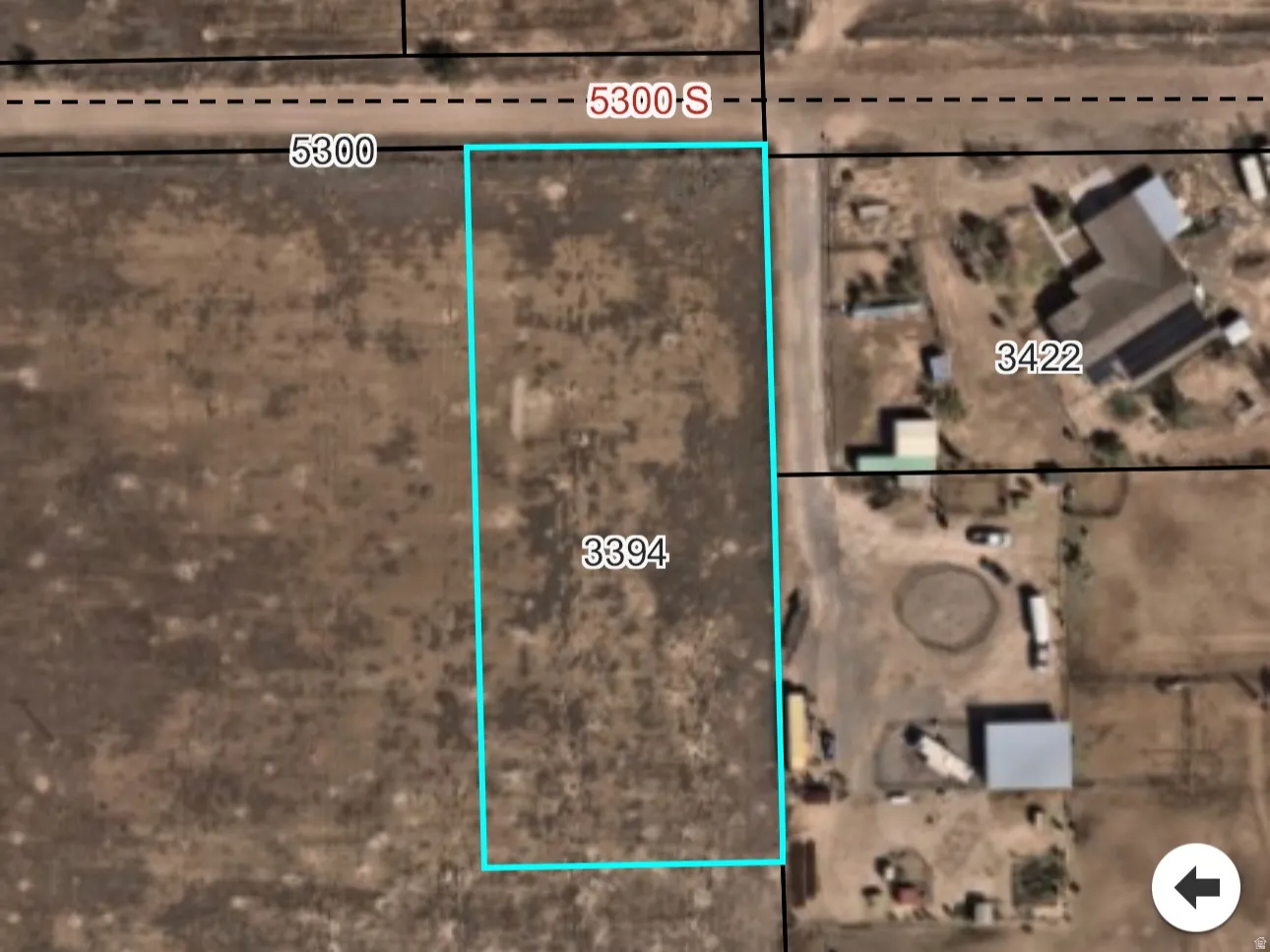 Property Map, Parcel 3394. Illustrating the boundaries and surrounding land divisions of the property