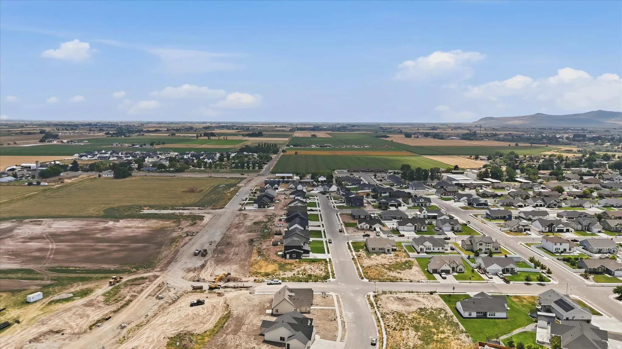 Aerial representation of a residential community featuring established homes and development areas