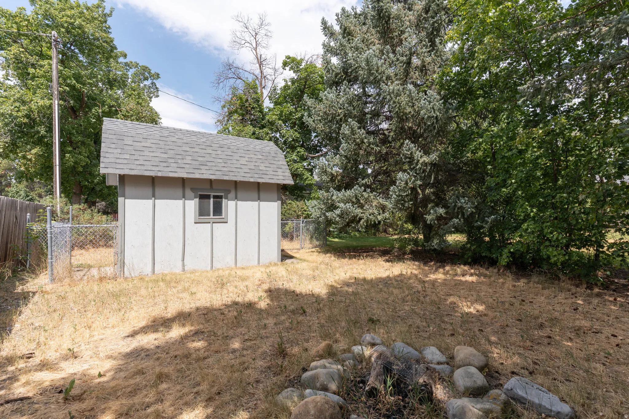 Storage shed in the back yard.
