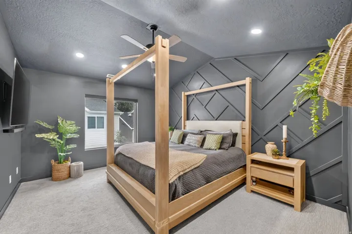 Accent wall featuring geometric paneling