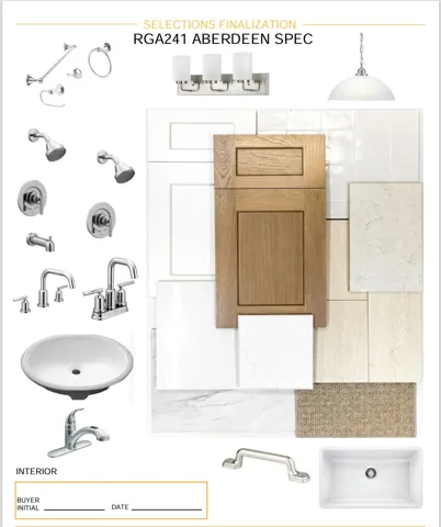 Selections Finalization Document. Detailing specific material and fixture selections for the property's interior