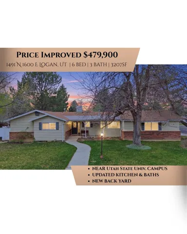 Real Estate Listing. Displaying property specifics and features including price, address, room count, square footage, and property attributes