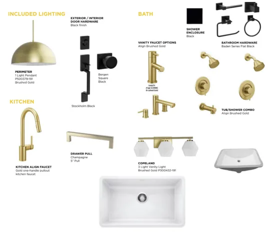 Interior Specifications Document. Detailing included lighting, hardware, and fixtures for the property