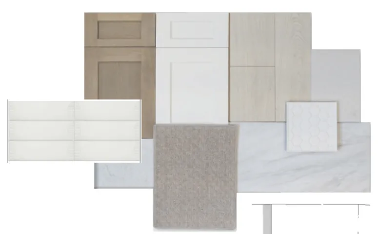 Design Board. Presenting material and finish selections for the property