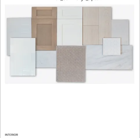 Interior Materials Selection. Depicting a range of finishes and surfaces for the property