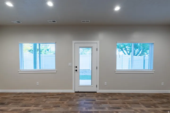 Wood-finish flooring throughout