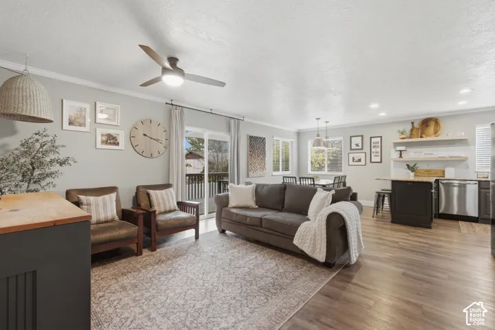 Open-concept living space and kitchen are perfect for entertaining.