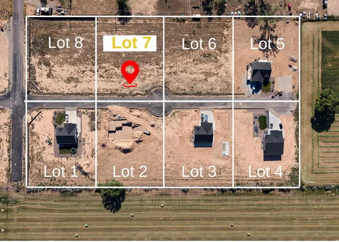 Plat Map. Illustrating the division of a property into multiple parcels, with a specific lot highlighted