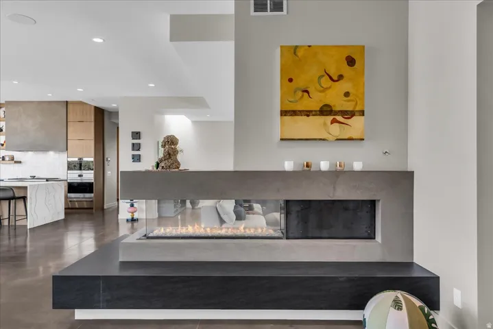 Custom Three- Sided Fireplace