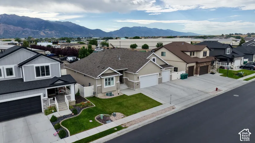 Well-maintained suburban street featuring residential properties with manicured lawns and concrete driveways