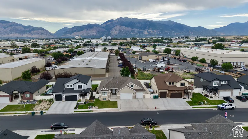 Residential neighborhood with mountain backdrop