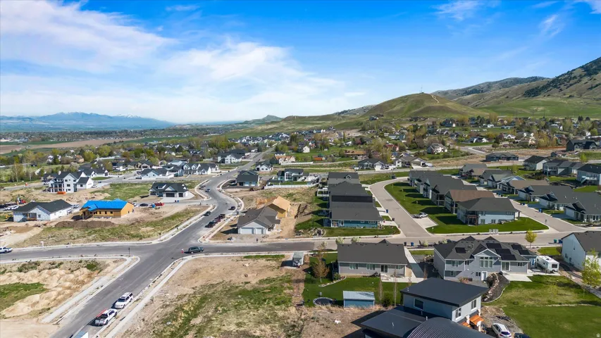 Developing neighborhood with mountain backdrop