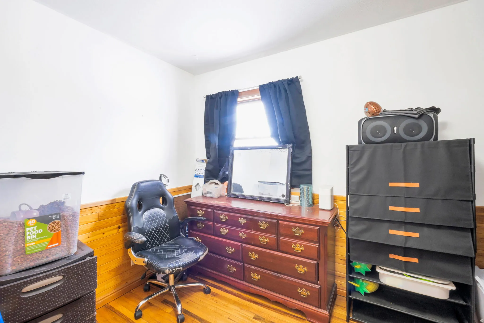 Wood-finish flooring with wood paneling