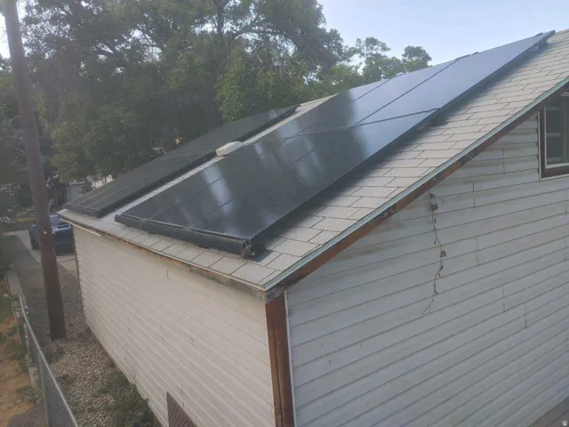 Roof-mounted solar panels ON GARAGE
