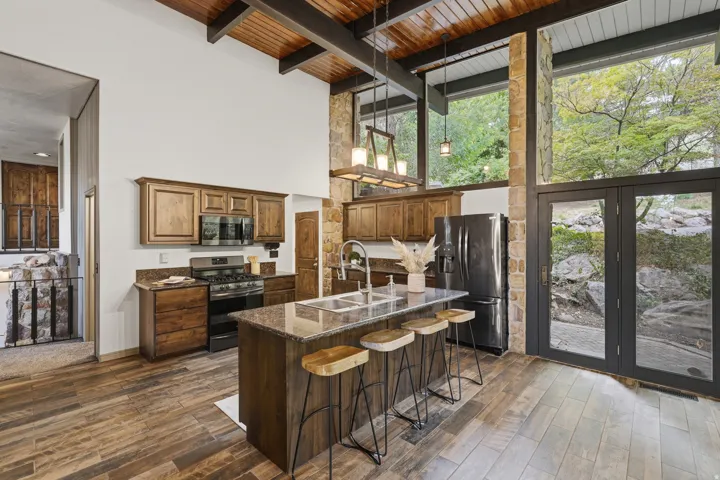 Kitchen featuring french doors to the exterior