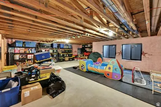 Exposed beam ceiling with visible ductwork
