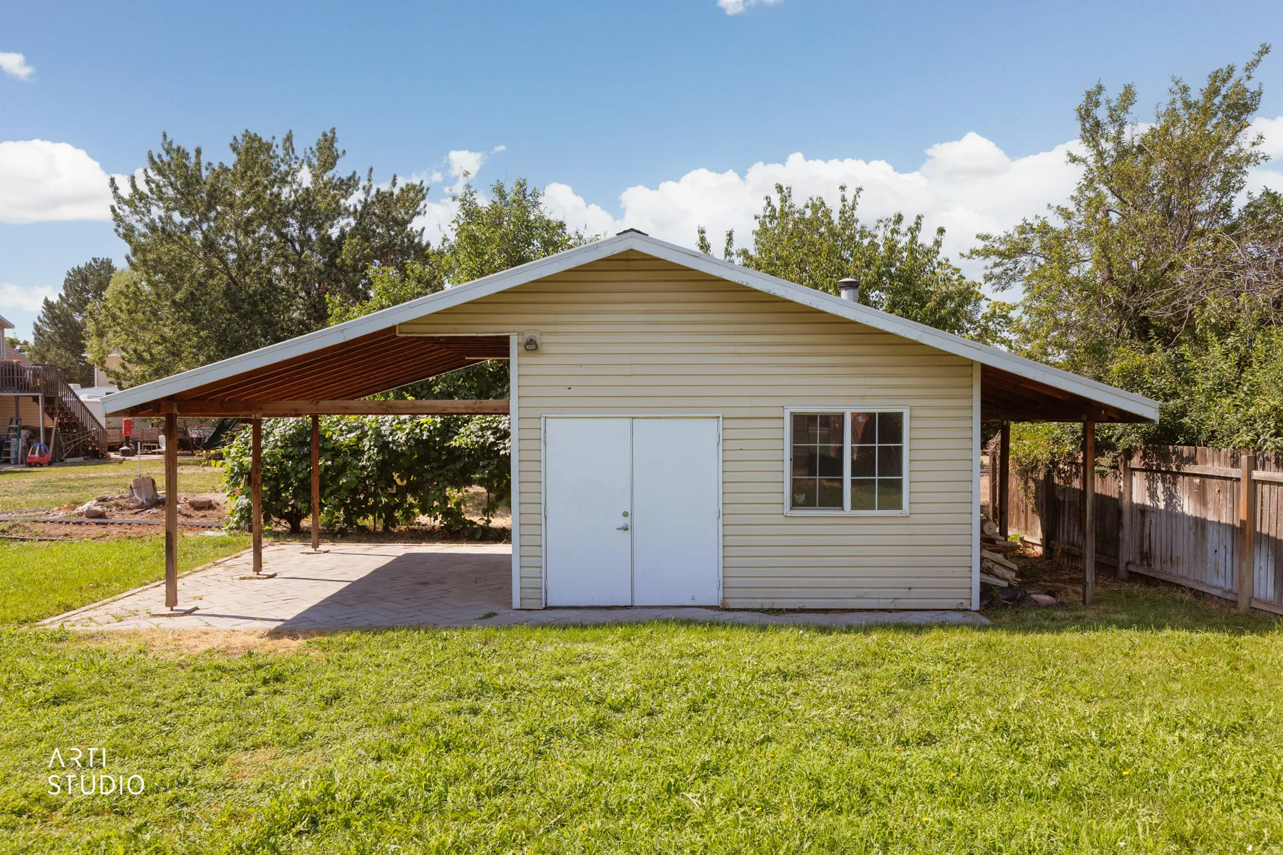 Large Shed and Covered Patio