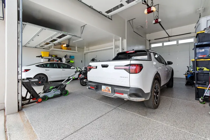 Garage with epoxy floor