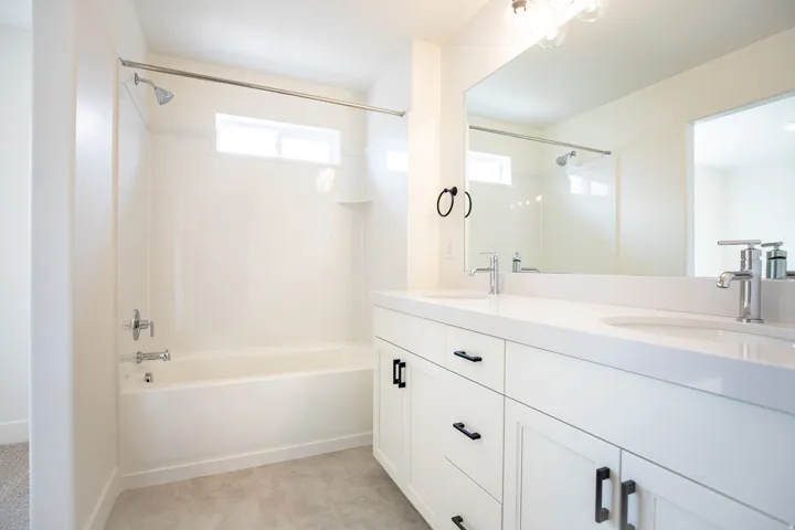Primary bathroom featuring dual vanity