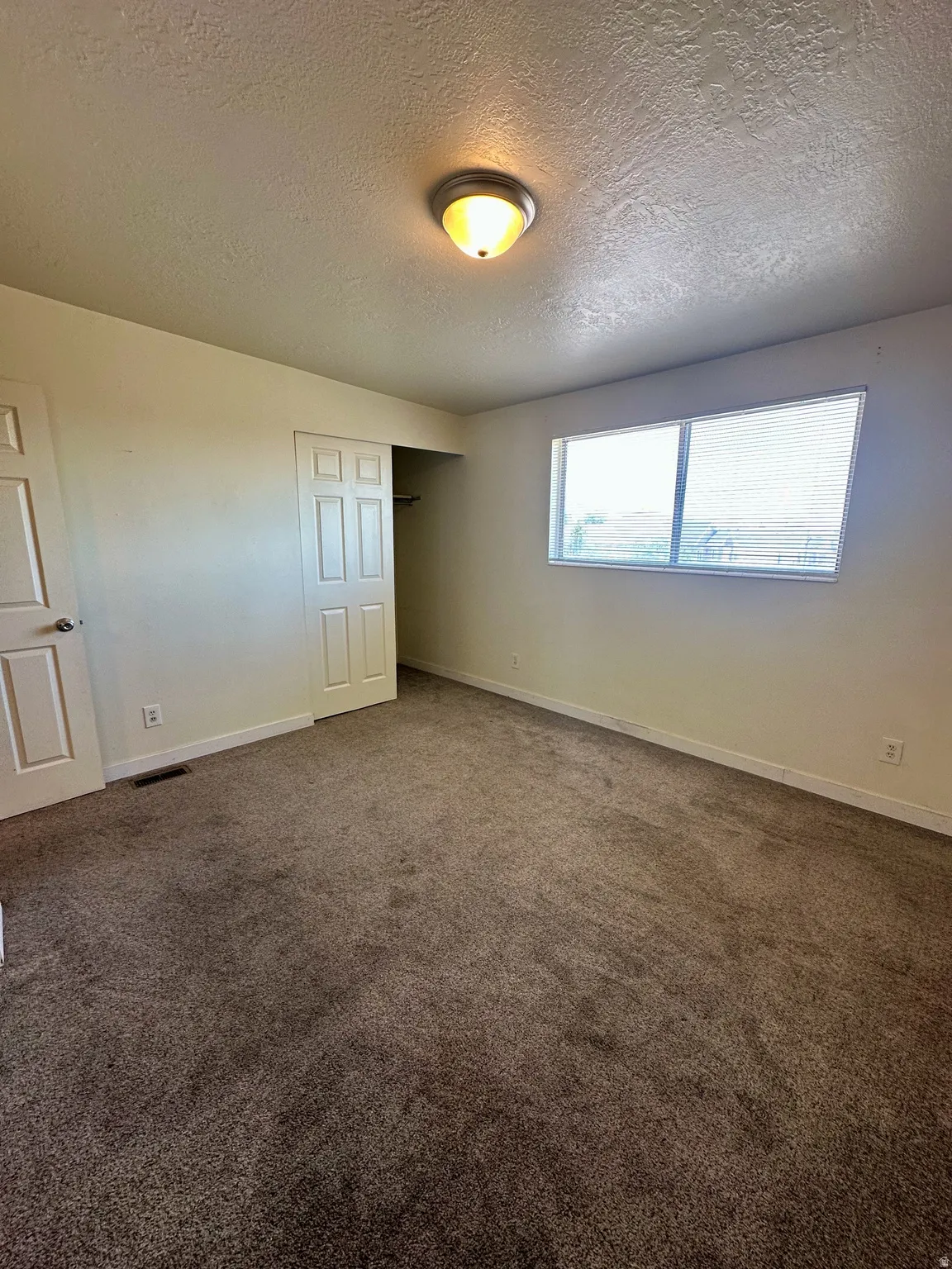 Neutral-toned carpeting throughout the space