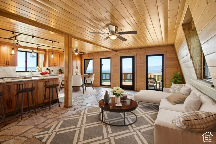 Virtually Staged Family Room/Kitchen area