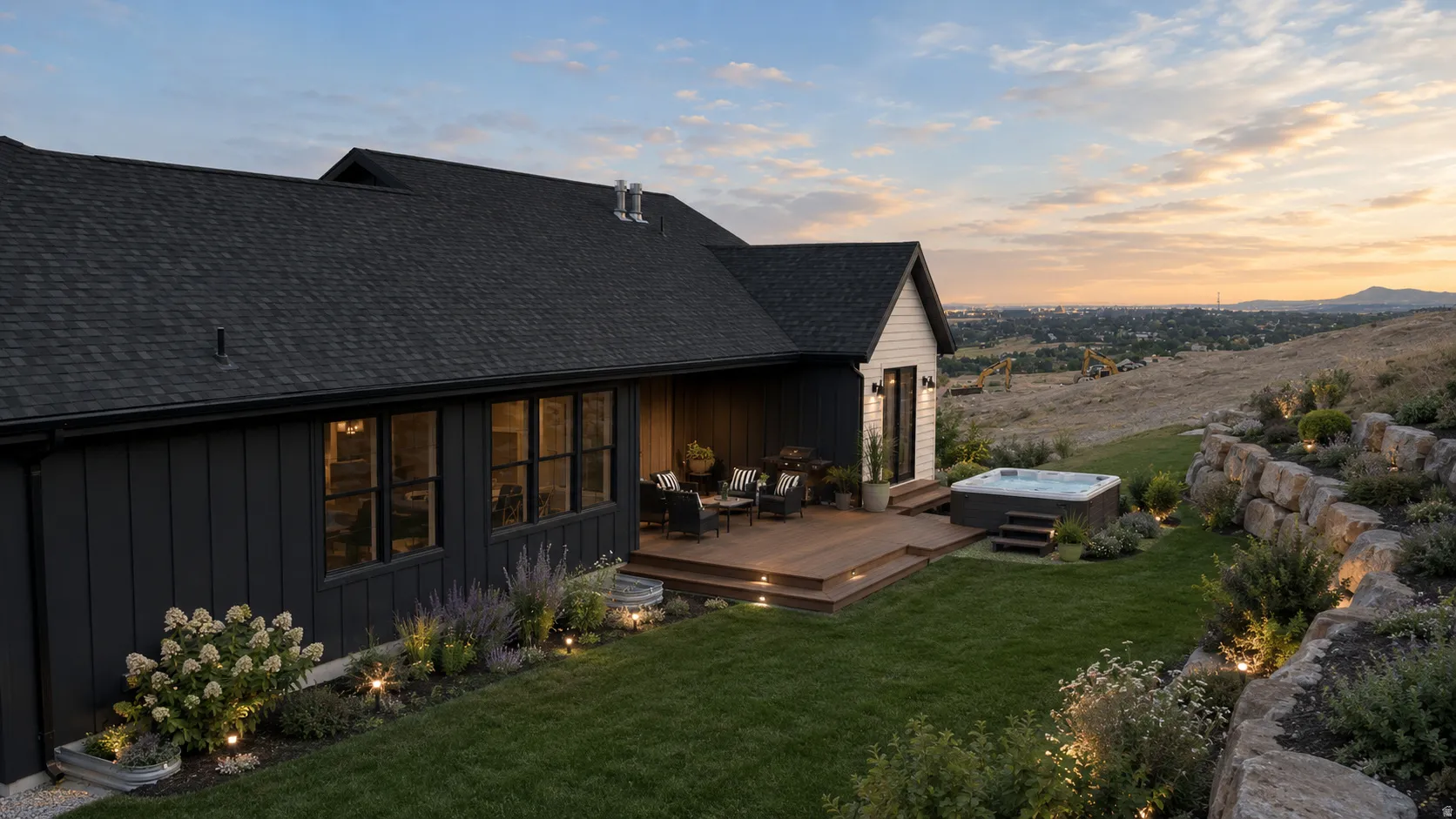AI generated photo, from outside plans. The patio is in concrete.