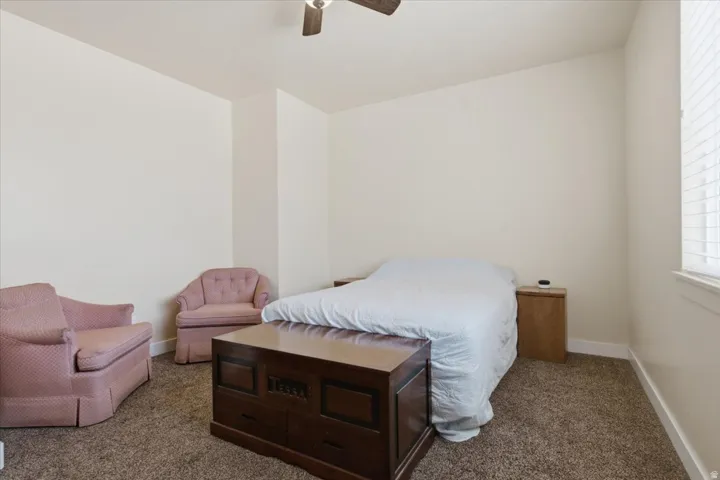 Plush carpeted flooring and neutral wall tones