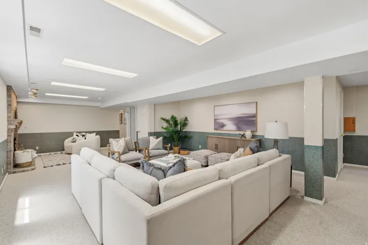 Another view of large, lower level family room.