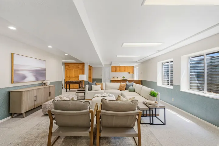 Spacious, lower-level family room.