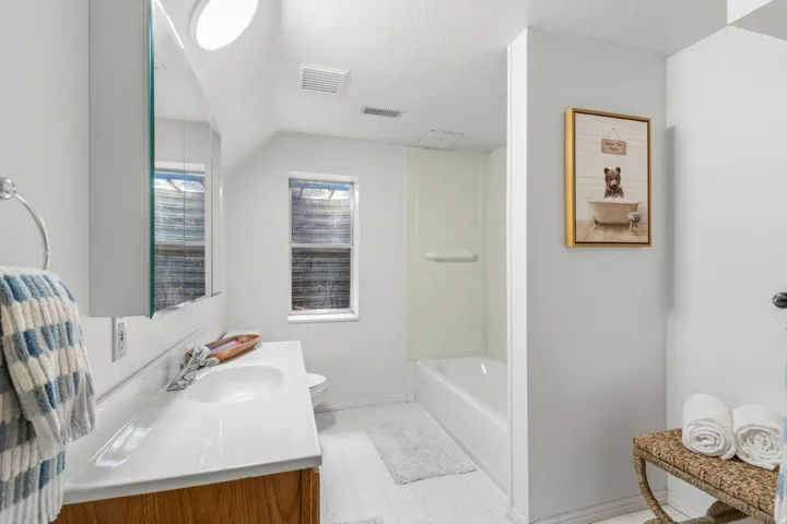 Lower level, full bath.