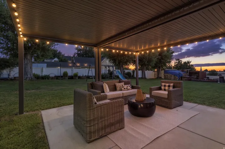Evening view of pergola