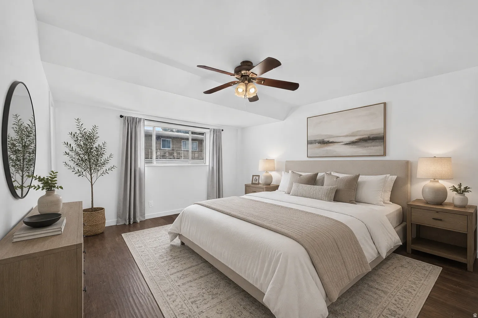 Virtually staged master bedroom