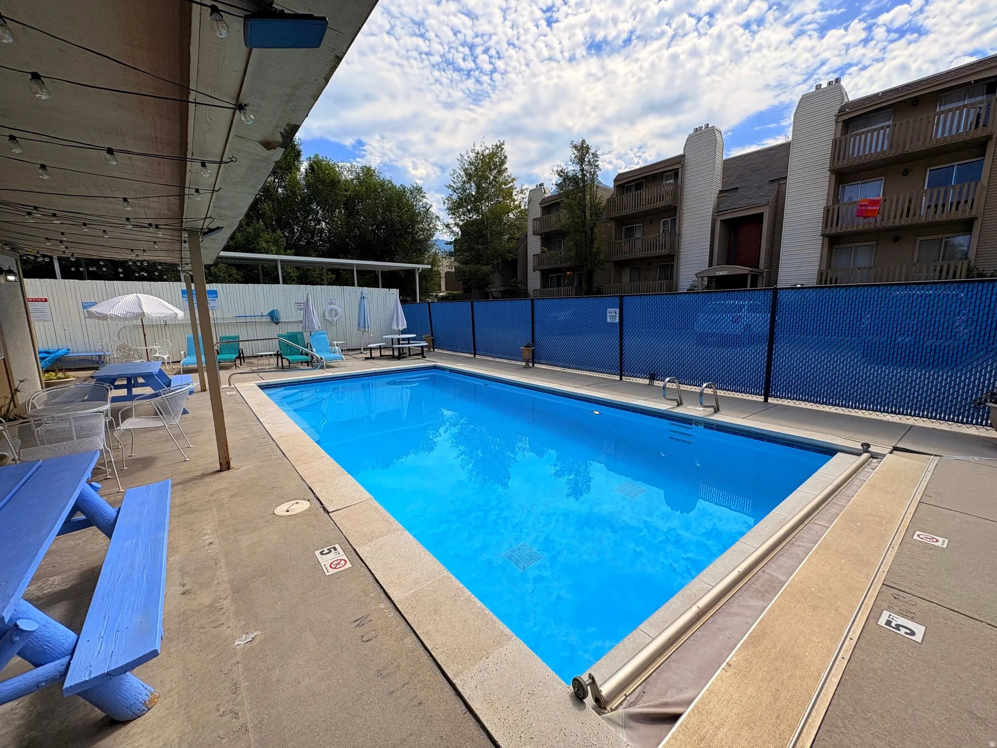 Outdoor swimming pool with concrete decking