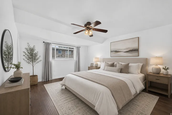Virtually staged master bedroom